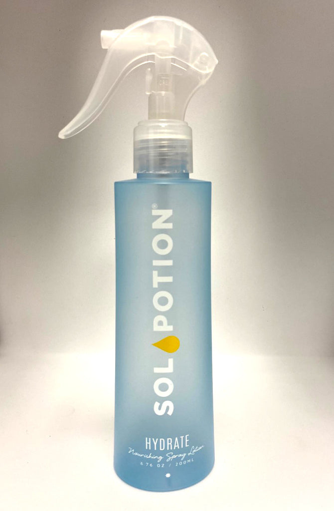 Hydrate Nourishing Spray Lotion bottle | Sol Potion Sunless Tanning | Best Spray Tan Solutions and Skincare